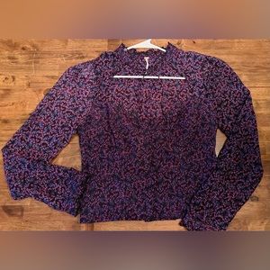Free People tie neck floral blouse